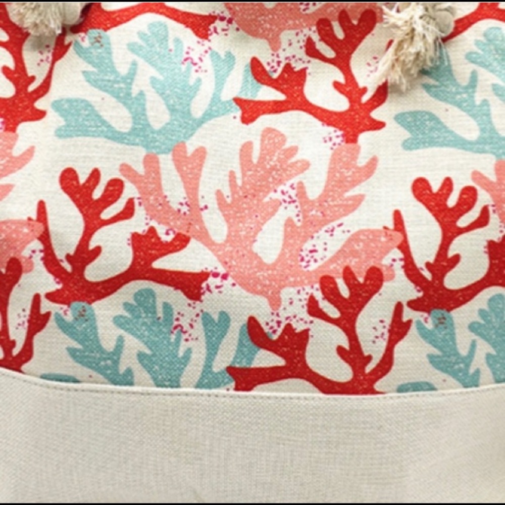 Colorful Corals Print Tote Beach Bag - NWT - Picture 3 of 3